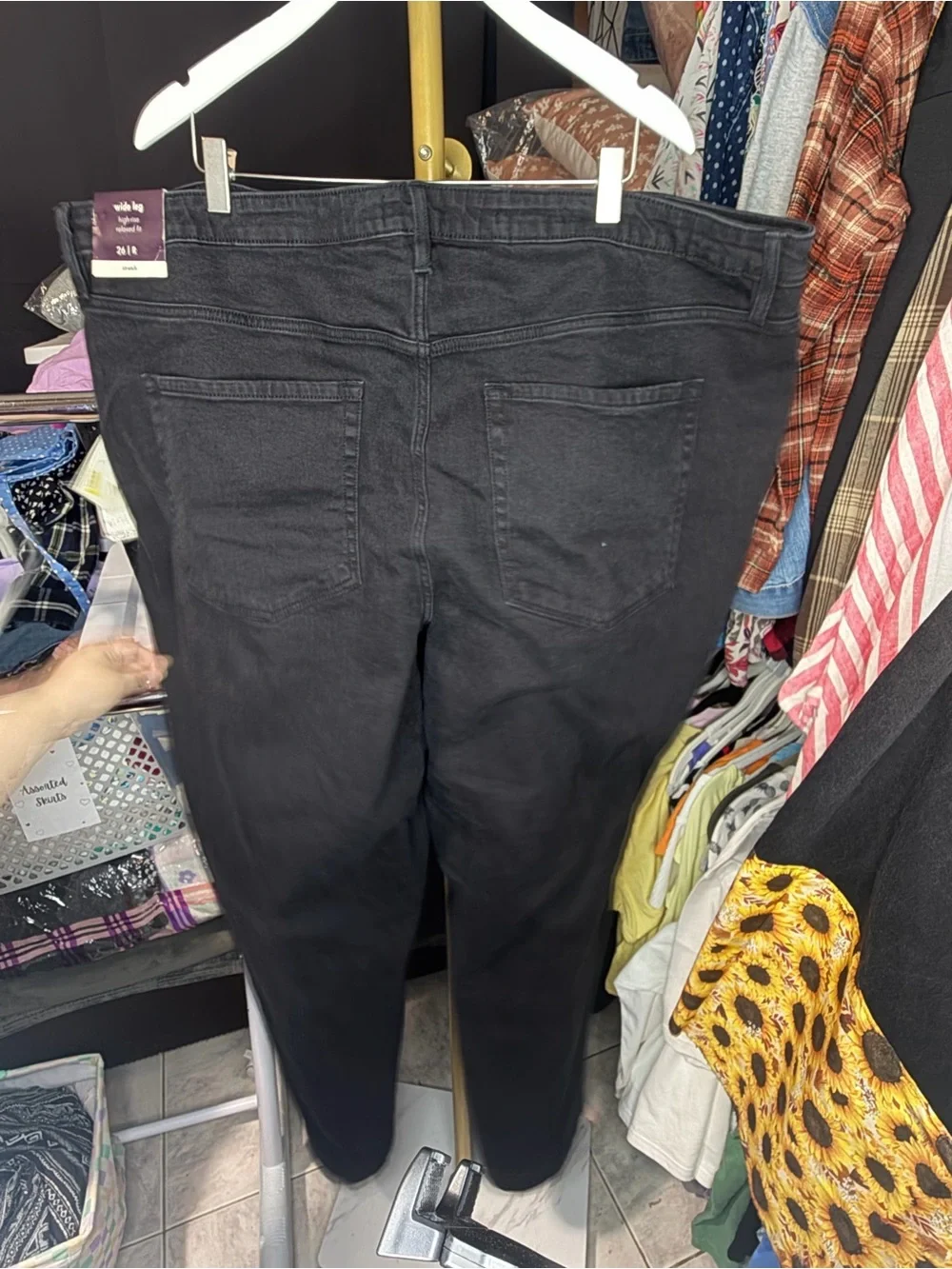 Ava & Viv Plus Wide-Leg Jeans in Charcoal Black